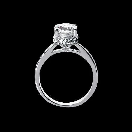 Round Diamond Hidden Halo Engagement Ring Solitaire With Accents