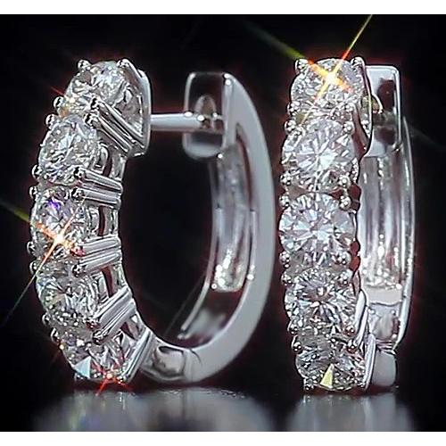 Round Diamond Hoop Earring 2 Carats Jewelry Vs1 F