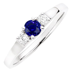 Round Natural Earth Mined Diamond Jewellery 3 Stone Ceylon Sapphire Ring Gold 1.50 Carats
