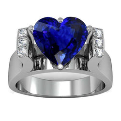 Round Natural Earth Mined Diamond Jewellery Sapphire Ring Bar Set Style 3.50 Carats