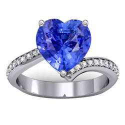 Round Natural Earth Mined Diamond Light Blue Sapphire Ring 4.50 Carats Gold