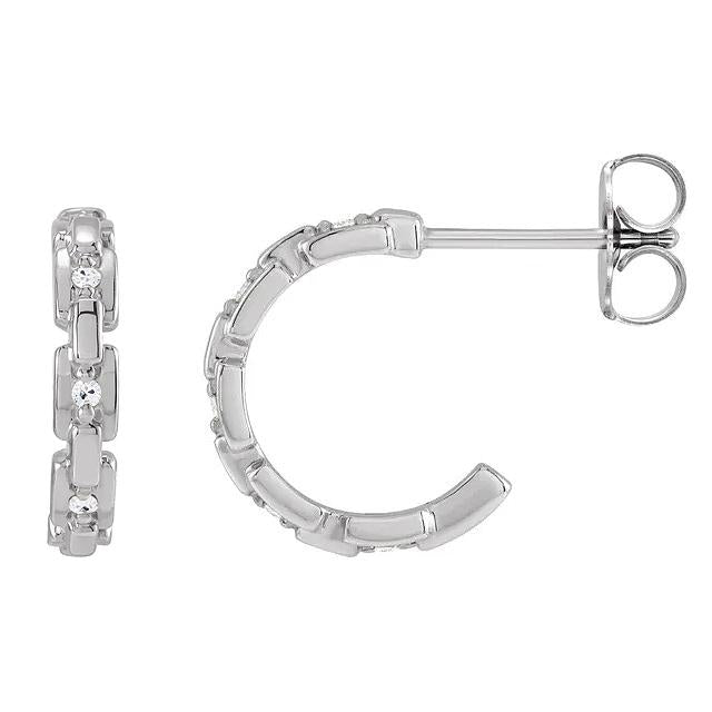 Round Diamond Open Hoop Earrings Old Cut 5 Carats Cuban Link Style