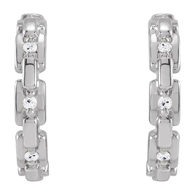 Round Diamond Open Hoop Earrings Old Cut 5 Carats Cuban Link Style