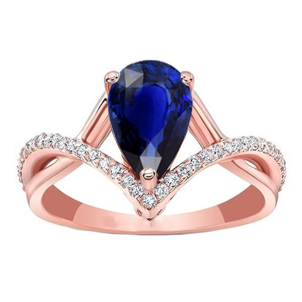 Round Diamond & Oval Blue Sapphire Engagement Ring 4.50 Carats Gold