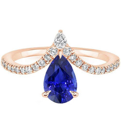 Round Natural Earth Mined Diamond Ring Enhancer Pear Srilanka Sapphire Jewellery 4.50 Carats