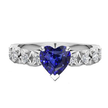 Round Diamond Ring Heart Cut Sri Lankan Sapphire 2 Carats With Accents