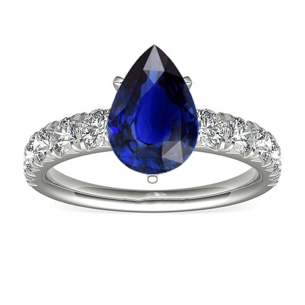 Round Diamond Ring Jewelry Pear Shaped Sri Lankan Sapphire 4.50 Carats