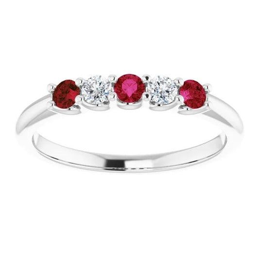 Round Diamond Ruby Stone Ring 2 Carats White Gold 14K Jewelry