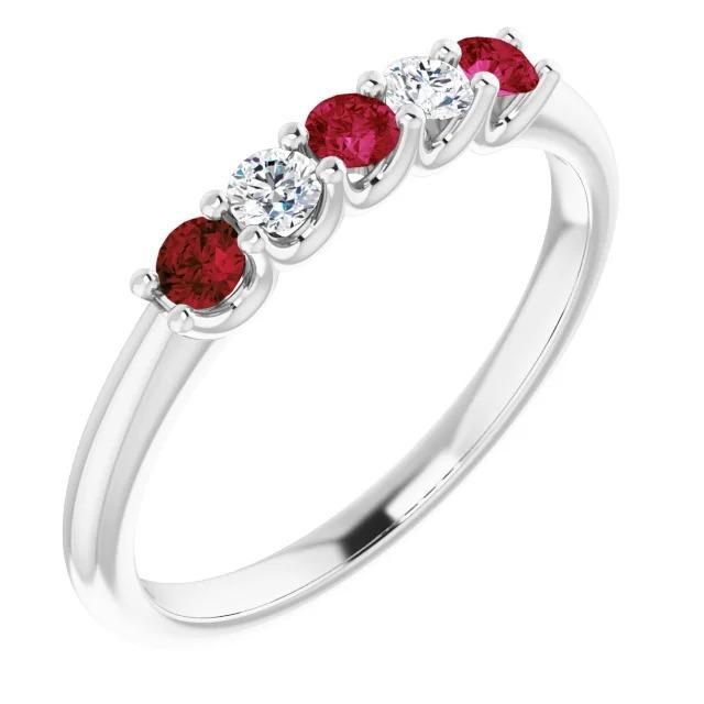 Round Diamond Ruby Stone Ring 2 Carats White Gold 14K Jewelry