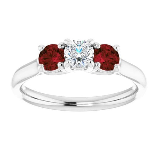 Round Diamond Ruby Stone Ring 2.40 Carats White Gold 14K Jewelry