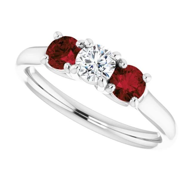 Round Diamond Ruby Stone Ring 2.40 Carats White Gold 14K Jewelry