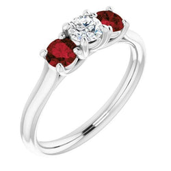 Round Natural Earth Mined Diamond Ruby Stone Ring 2.40 Carats White Gold 14K Jewellery