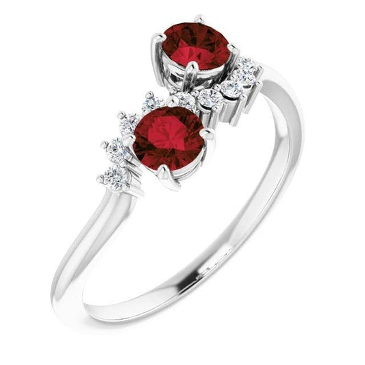 Round Diamond Ruby Stone Ring 2.40 Carats White Gold 14K Jewelry