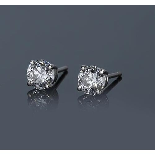Round Diamond Stud Earring 1 Carat Four Prong White Gold 14K Jewelry