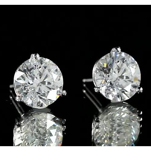 Round Diamond Stud Earring 2 Carats White Gold 14K Jewelry