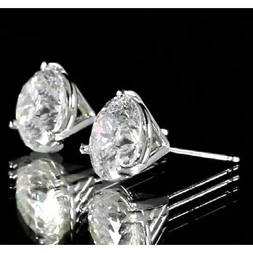 Round Diamond Stud Earring 2 Carats White Gold 14K Jewelry