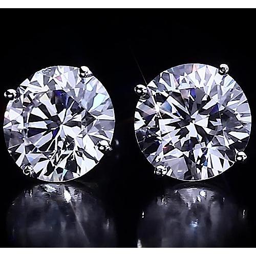 Round Diamond Stud Earrings 4.50 Carats White Gold 14K F Vs2