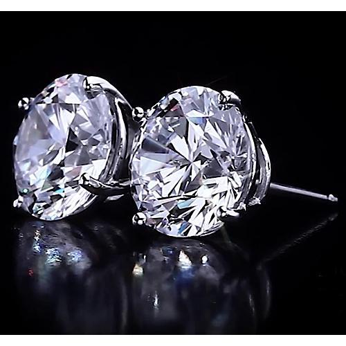 Round Diamond Stud Earrings 4.50 Carats White Gold 14K F Vs3