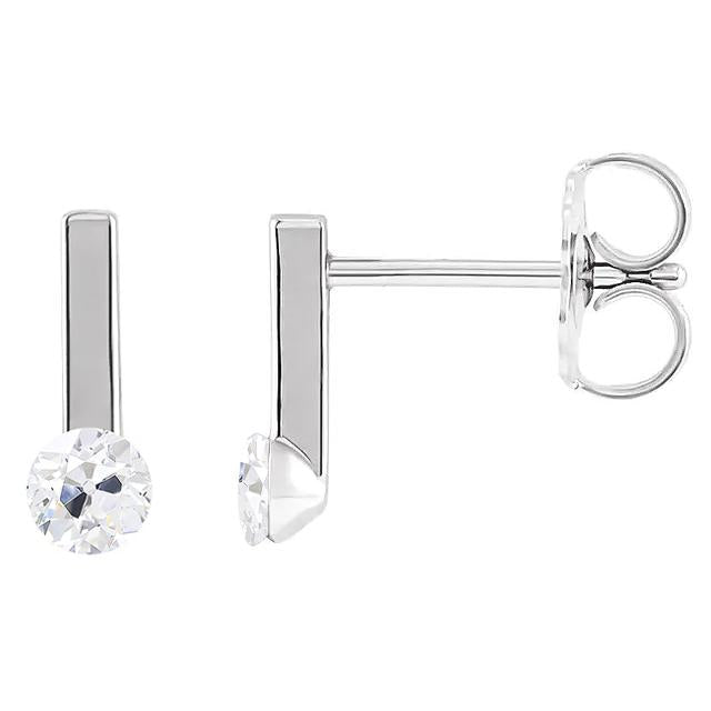 Round Drop Diamond Earrings Old Miner Jewelry 2 Carats Push Backs