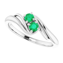 Round Green Emerald Bypass Setting Ring 1.60 Carats White Gold 14K