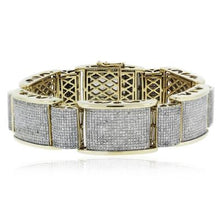 Round Pave Set Natural Diamond Men Bracelet 20 Carats Yellow Gold 14K