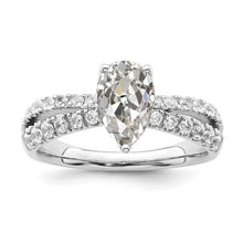 Round & Pear Old Cut Diamond Wedding Ring Split Pave Set 4.50 Carats