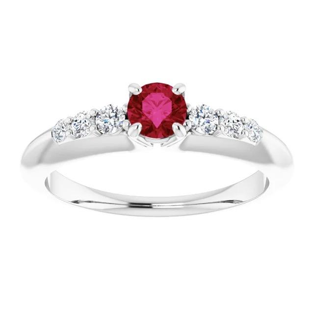 Round Ruby 1.50 Carats Engagement Ring White Gold 14K