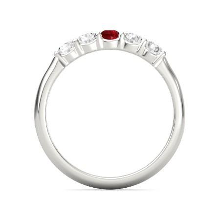 Round Ruby And Diamond Ring 1.50 Carats White Gold 14K Jewelry