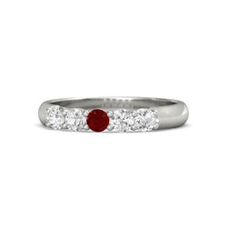 Round Ruby And Natural Earth Mined Diamond Ring 1.50 Carats White Gold 14K Jewellery
