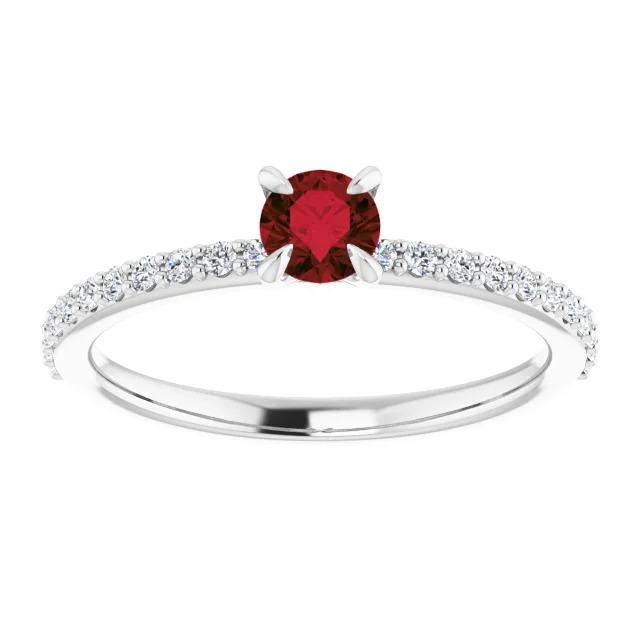 Round Ruby And Diamonds Ring 0.95 Carats