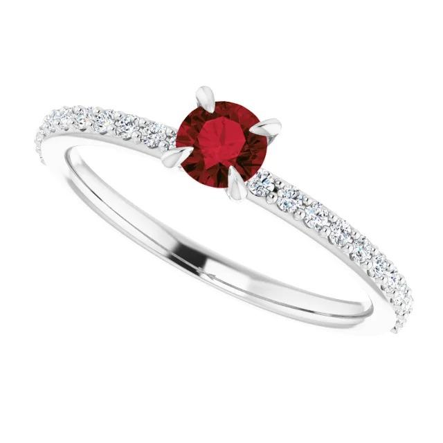 Round Ruby And Diamonds Ring 0.95 Carats