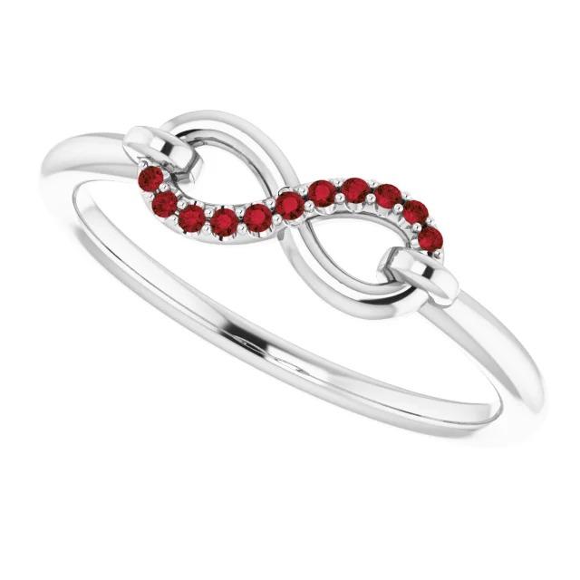 Round Ruby Ring Infinity 1 Carat White Gold 14K