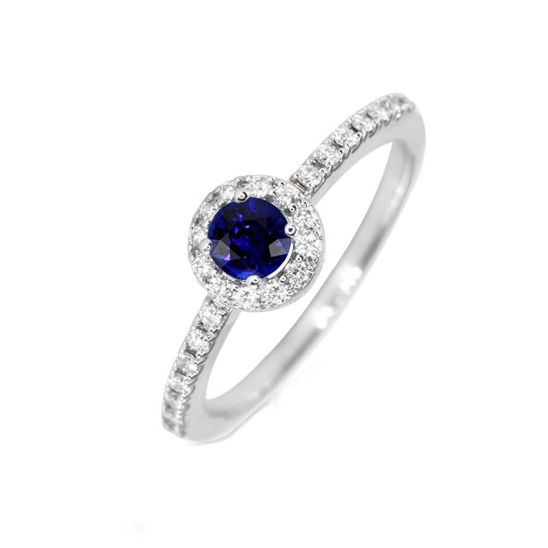 Round Sapphire Halo Ring 2.50 Carats Sparkling Diamond Jewelry