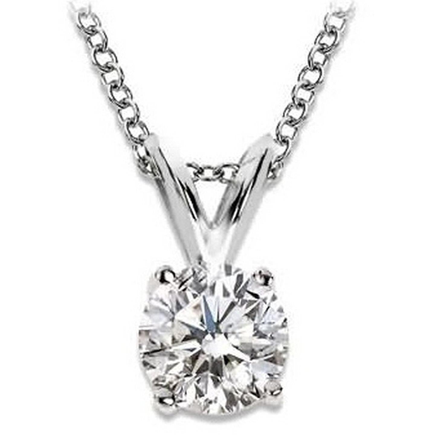 Round Solitaire Diamond Necklace Pendant 2.75 Ct White Gold 14K