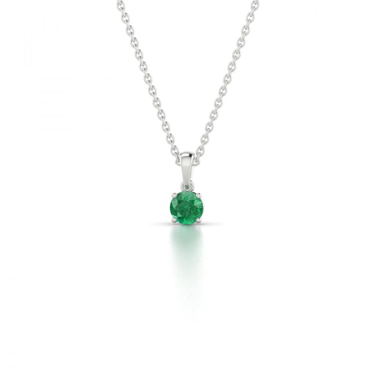 Round Solitaire Green Emerald Gemstone Pendant Necklace 3 Carat