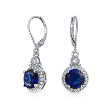 Round Sri Lanka Sapphire With Diamond Dangle Earring WG 14K 2.50 Ct