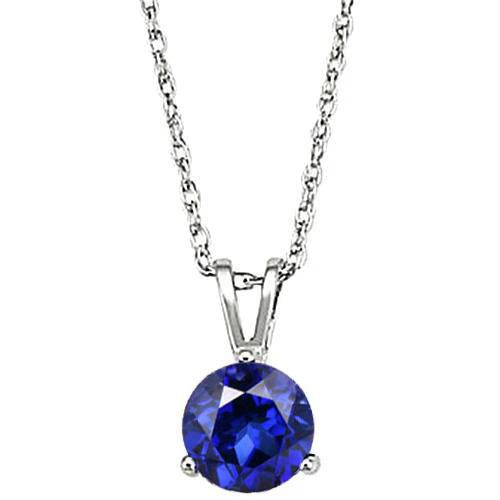Round Sri Lankan Sapphire 5.01 Carat Necklace Pendant White Gold 14K
