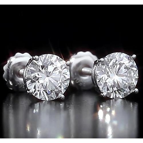 Round Stud Diamond Earring 4.50 Carats White Gold 14K Vs1 F