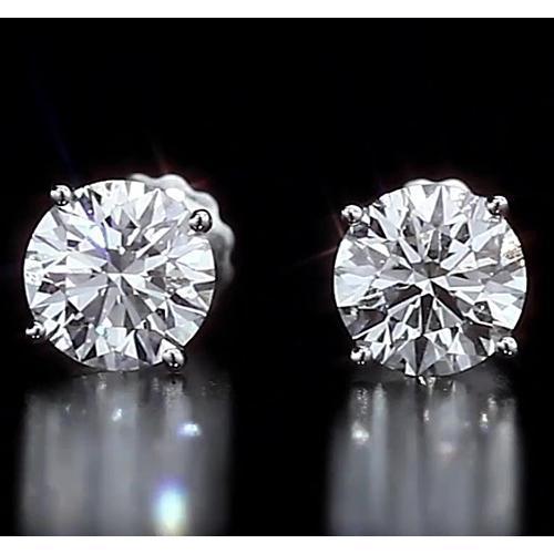 Round Stud Diamond Earring 4.50 Carats White Gold 14K Vs1 F