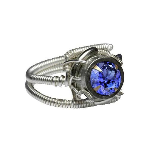 Round Tanzanite Aaa Antique Style White Gold Ring 2 Carat