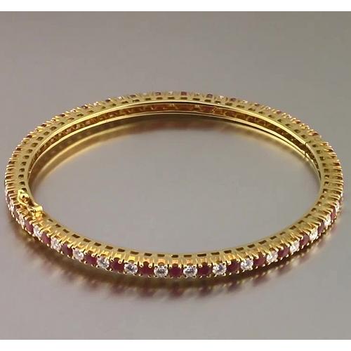 Ruby And Diamond Tennis Bangle 12.54 Carats Yellow Gold New