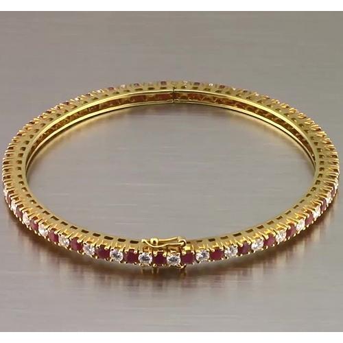 Ruby And Diamond Tennis Bangle 12.54 Carats Yellow Gold New