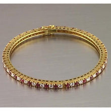 Ruby And Diamond Tennis Bangle 12.54 Carats Yellow Gold New