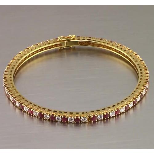 Ruby And Diamond Tennis Bangle 12.54 Carats Yellow Gold New