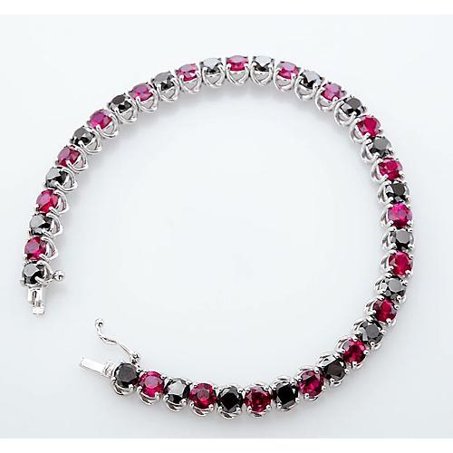 Ruby & Black Diamond Tennis Bracelet Prong Set 11.70 Carats