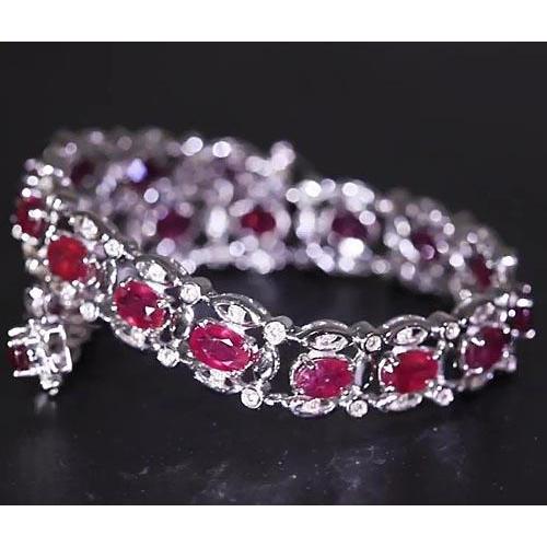 Ruby Diamond Tennis Bracelet 14.40 Carats Women Jewelry