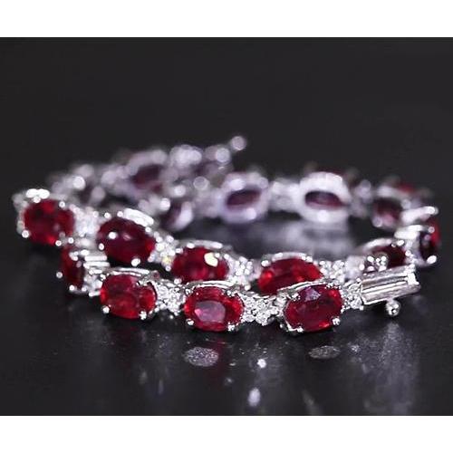 Ruby Diamond Tennis Bracelet 16 Carats Women Jewelry New