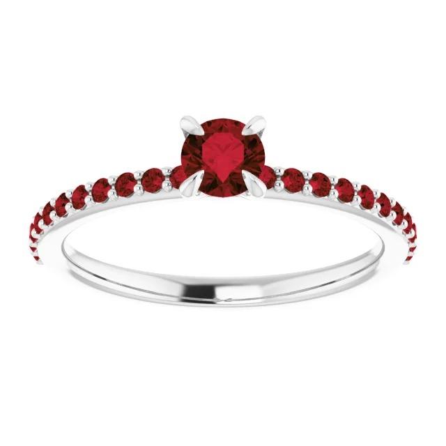 Ruby Ring 2 Carats White Gold 14K Prong Style