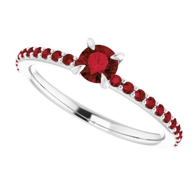 Ruby Ring 2 Carats White Gold 14K Prong Style