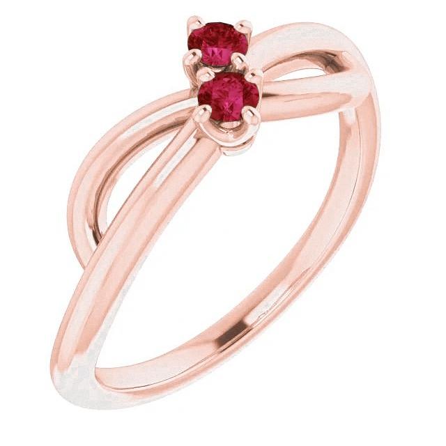 Ruby Ring Rose Gold 0.20 Carats Infinity Twist Style U Prong Setting